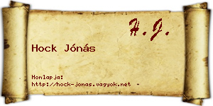 Hock Jónás névjegykártya